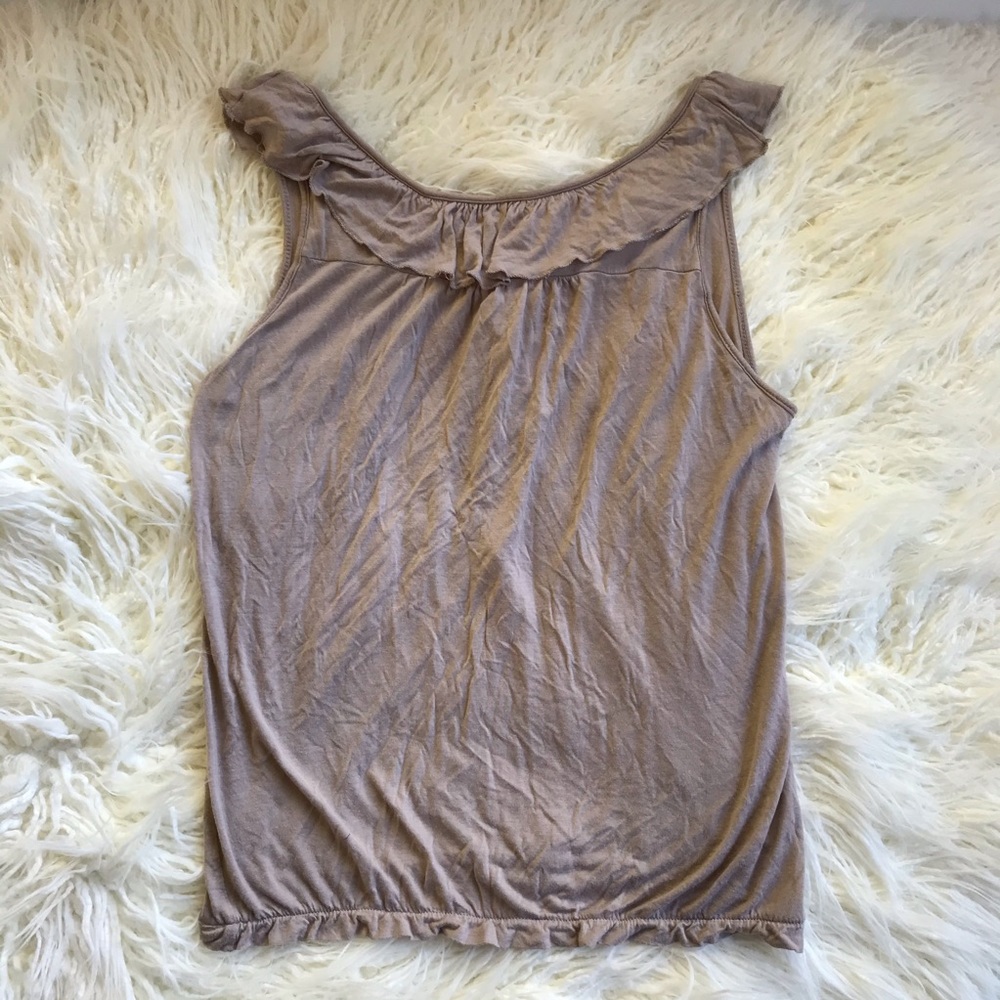 Tan Romy Blouse with Ruffle Front - Picture 3 of 7